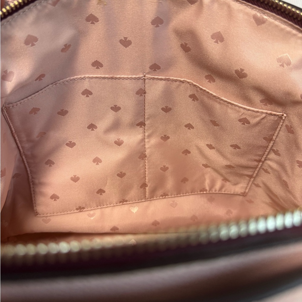 Kate Spade Monet Large Compartment Tote – Leather Pink Burgundy Shoulder Bag - Picture 12 of 17